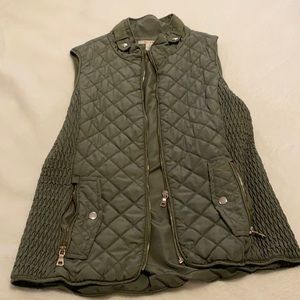 Olive green vest with gold buttons/zipper